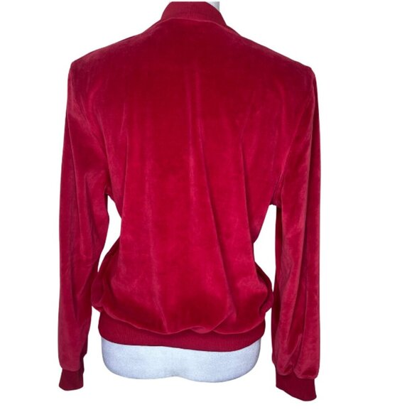 Alfred Dunner Vintage Cotton Red Velvet Sequin Geometric Mock Neck Sweater PL - Picture 4 of 10